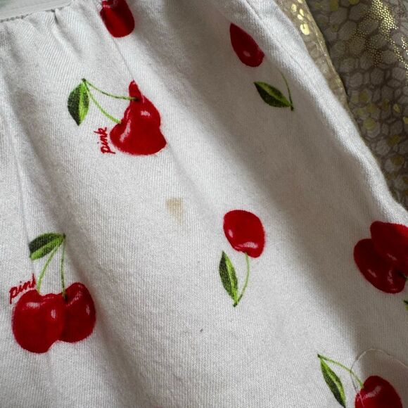 PINK Victorias Secret Red White Cherry Boxer Sleep Pajama Shorts Large - Picture 8 of 8